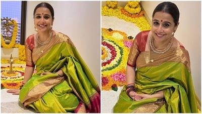 Vidya Balan poses in a gorgeous silk saree for latest photos. (Instagram) Vidya Balan poses in a gorgeous silk saree for latest photos. (Instagram)