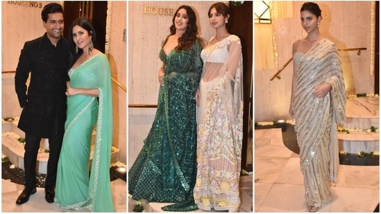 Vicky Kaushal with Katrina Kaif, Janhvi Kapoor and Suhana Khan at attend Manish Malhotra's Diwali party(HT photo/Varinder Chawla)
