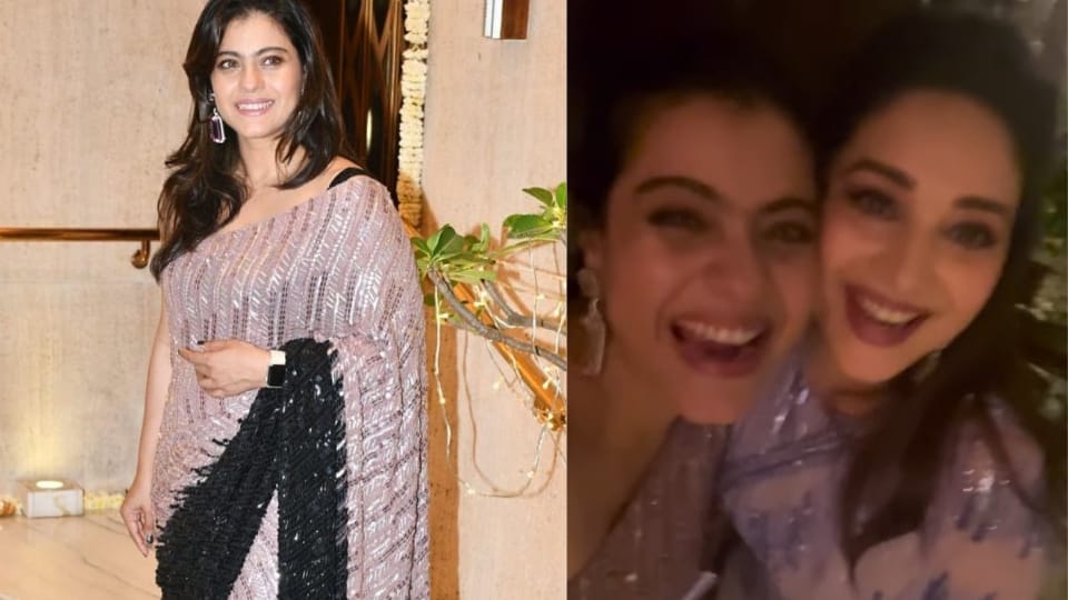 Kajol and Madhuri Dixit partied together at Manish Malhotra's Diwali bash. Kajol and Madhuri Dixit partied together at Manish Malhotra's Diwali bash.