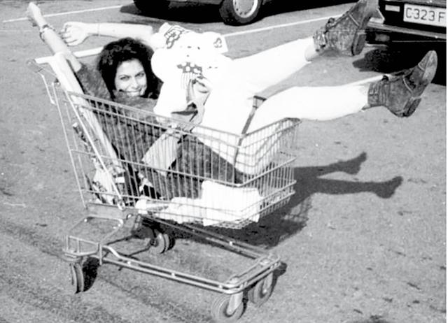 Pooja Bedi in a shopping trolley Pooja Bedi in a shopping trolley