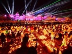 The three-day celebrations began on Friday, and will conclude with lighting of over 17 lakh diyas.(AFP) The three-day celebrations began on Friday, and will conclude with lighting of over 17 lakh diyas.(AFP)