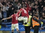 Manchester United's Casemiro, center, celebrates after scoring his side's first goal(AP) Manchester United's Casemiro, center, celebrates after scoring his side's first goal(AP)