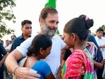 Raichur: Congress leader Rahul Gandhi with supporters during the party's Bharat Jodo Yatra, in Raichur district, Saturday, Oct. 22, 2022. (PTI Photo)(PTI) Raichur: Congress leader Rahul Gandhi with supporters during the party's Bharat Jodo Yatra, in Raichur district, Saturday, Oct. 22, 2022. (PTI Photo)(PTI)