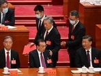China Communist Party Meeting: Former president Hu Jintao leaves the closing ceremony of the Chinese Communist Party's Congress. China Communist Party Meeting: Former president Hu Jintao leaves the closing ceremony of the Chinese Communist Party's Congress.