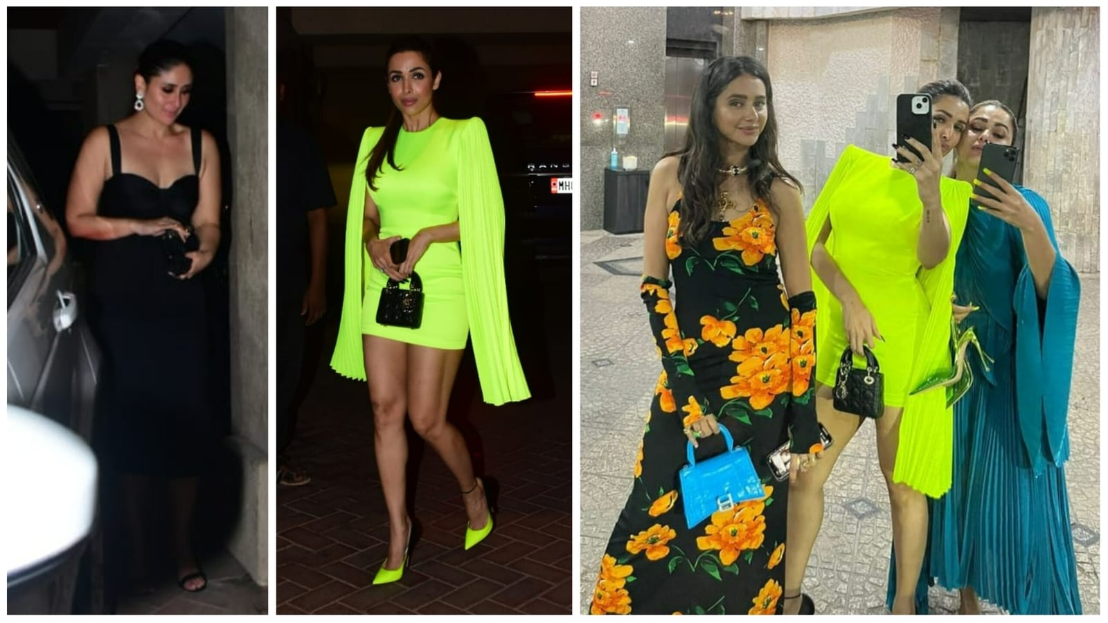 Kareena Kapoor stuns in black, Malaika Arora picks neon for a Diwali bash