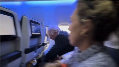 Boris Johnson: Boris Johnson is seen on the flight back to UK. (Sky News)