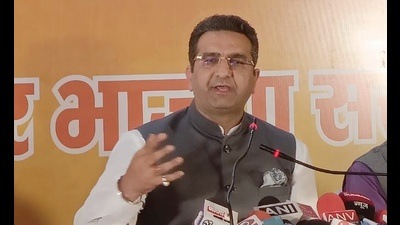 BJP national spokesperson Gaurav Bhatia in Shimla on Saturday. (HT photo)