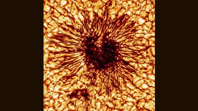 A sunspot in extreme close-up. At its heart is a magnetic field so strong it traps light and inhibits convection. The dramatic streaks around the heart are made by blazing plasma trying to find other ways out. (NSF / NSO / AURA) A sunspot in extreme close-up. At its heart is a magnetic field so strong it traps light and inhibits convection. The dramatic streaks around the heart are made by blazing plasma trying to find other ways out. (NSF / NSO / AURA)