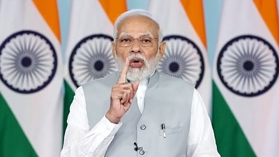 Prime Minister Narendra Modi addresses at the launch of Rozgar Mela, the recruitment drive for 10 lakh youth, via video conferencing, in New Delhi. (ANI) Prime Minister Narendra Modi addresses at the launch of Rozgar Mela, the recruitment drive for 10 lakh youth, via video conferencing, in New Delhi. (ANI)