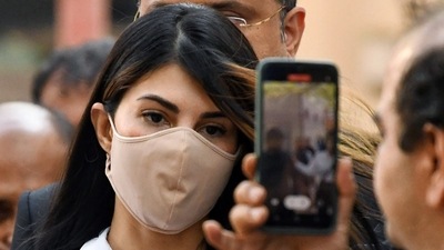 Bollywood actress Jacqueline Fernandez comes out of Patiala House Court in New Delhi on Saturday. (ANI )