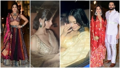 Bhumi Pednekar's sister Samiksha Pednekar donned embellished ivory with contemporary accessories. (HT Photo/Varinder Chawla)