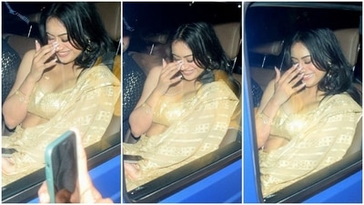 Nysa Devgn arrived at her ethnic best. She donned a golden lehenga set. (Instagram)