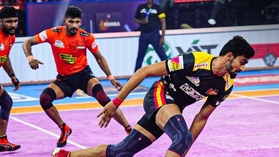 A still from the match between U Mumba and Bengaluru Bulls (Pro Kabaddi League) A still from the match between U Mumba and Bengaluru Bulls (Pro Kabaddi League)