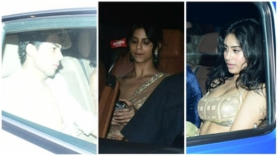 Aryan Khan, Suhana Khan and Nysa Devgan at Bhumi Pednekar's Diwali bash. (Varinder Chawla) Aryan Khan, Suhana Khan and Nysa Devgan at Bhumi Pednekar's Diwali bash. (Varinder Chawla)