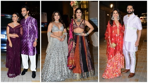 Patralekhaa and Rajkummar Rao, Samiksha Pednekar and Bhumi Pednekar and Rakul Preet Singh and Jackky Bhagnani at Diwali bash. 