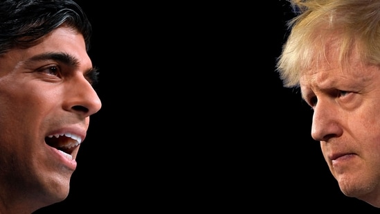 UK Political Crisis: Rishi Sunak and Boris Johnson are seen.(AFP)
