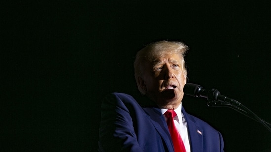 Former President Donald Trump speaking at a rally.(AFP)