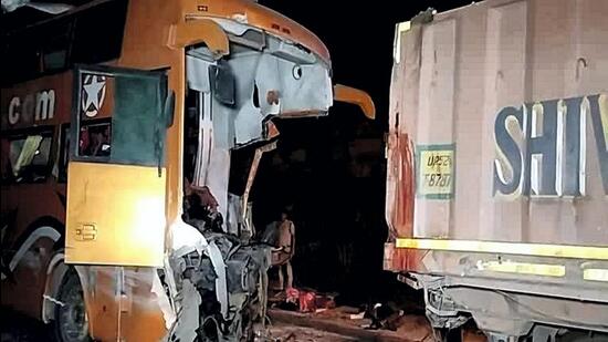 The driver lost control over the bus and it collided with a truck from behind, according to the injured. (PTI)
