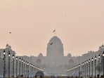 A layer of smog covers Kartavya Path in New Delhi. A layer of smog covers Kartavya Path in New Delhi.