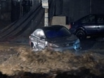 Hurricane Roslyn: Picture of a flooded street during the arrival of Hurricane Roslyn. Hurricane Roslyn: Picture of a flooded street during the arrival of Hurricane Roslyn.