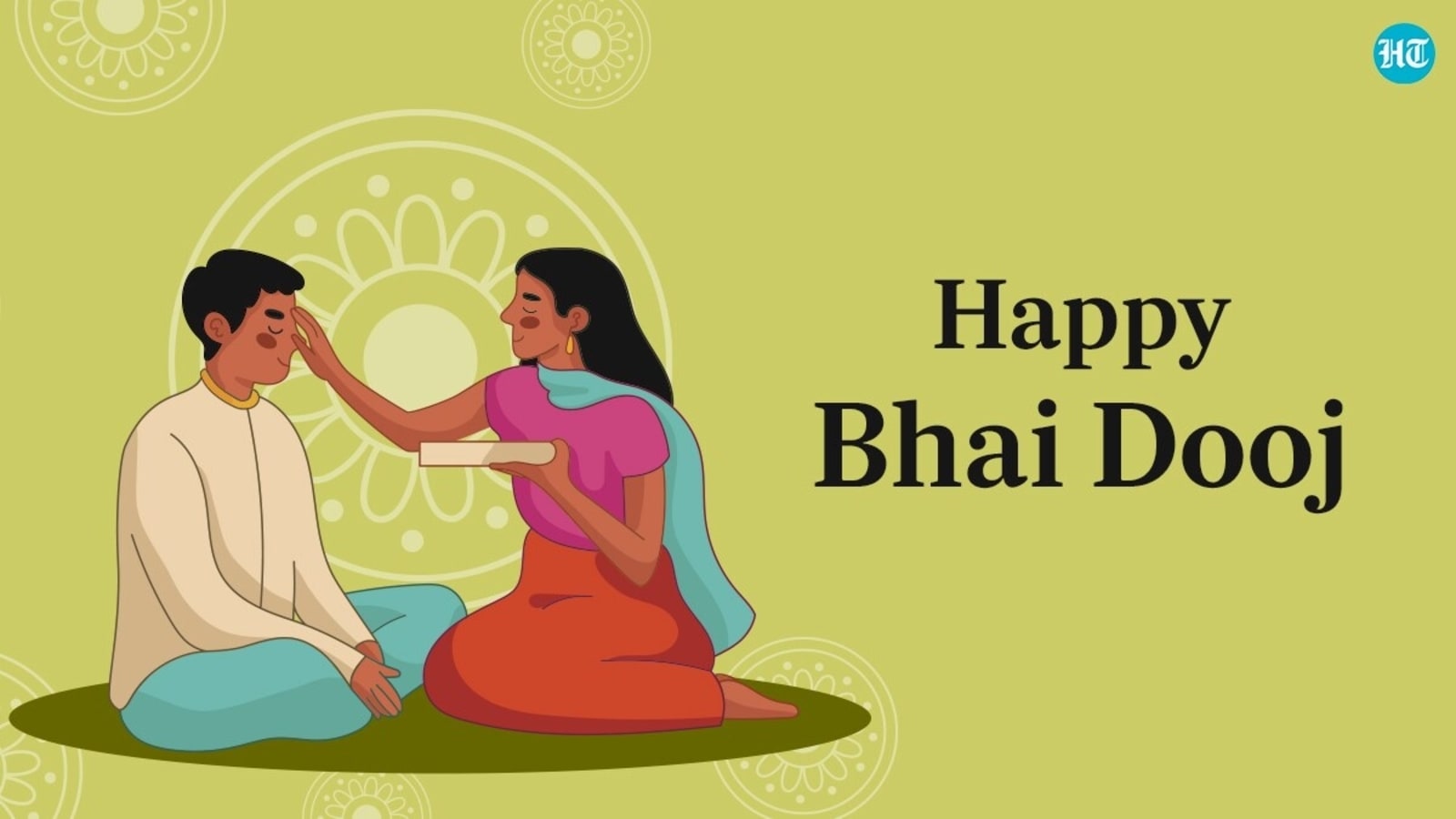 Happy bhai dooj with indian man cartoon vector design • wall stickers  hindi, event, artistic | myloview.com