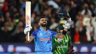 India's Virat Kohli reacts after winning the T20 World Cup cricket match against Pakistan (AP) India's Virat Kohli reacts after winning the T20 World Cup cricket match against Pakistan (AP)