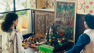 Kangana Ranaut at her home. Kangana Ranaut at her home.
