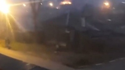 Russian military plane crashed into a residential building. (Twitter)