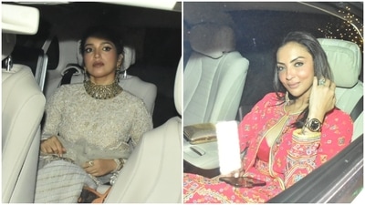 Bhumi Pednekar looks exquisite in an off-white embroidered look teamed with a choker necklace and matching earrings. Seema Sajdeh, on the other hand, wore a pink embroidered outfit adorned with quirky motifs. (HT Photo/Varinder Chawla) Bhumi Pednekar looks exquisite in an off-white embroidered look teamed with a choker necklace and matching earrings. Seema Sajdeh, on the other hand, wore a pink embroidered outfit adorned with quirky motifs. (HT Photo/Varinder Chawla)