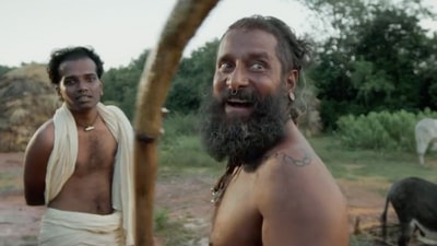 Chiyaan Vikram in a still from Thangalaan teaser.