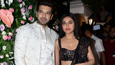 Karan Kundrra and Tejasswi Prakash also made it to Ekta Kapoor's Diwali party. Karan was the jailor on reality show Lock Upp, produced by Ekta. Tejasswi is the winner of Bigg Boss 15. (Varinder Chawla) Karan Kundrra and Tejasswi Prakash also made it to Ekta Kapoor's Diwali party. Karan was the jailor on reality show Lock Upp, produced by Ekta. Tejasswi is the winner of Bigg Boss 15. (Varinder Chawla)
