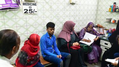 The doctor and his wife, who is also a doctor, now provide medicines for common ailments for  ₹25 to underprivileged families from different communities. (HT PHOTO)
