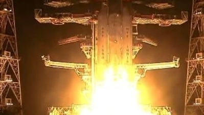 According to ISRO, the mission has the heaviest payloads with 36 satellites of OneWeb, becoming the first Indian rocket with a payload of 5,796 kg. (ANI screengrab)