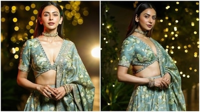 Rakul Preet Singh looks gorgeous in a floral lehenga set. (Instagram) Rakul Preet Singh looks gorgeous in a floral lehenga set. (Instagram)