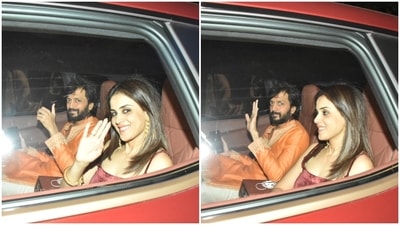 Riteish Deshmukh and Genelia D'Souza clicked at Abu Jani's Diwali party. (HT Photo/Varinder Chawla) Riteish Deshmukh and Genelia D'Souza clicked at Abu Jani's Diwali party. (HT Photo/Varinder Chawla)