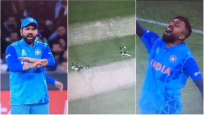 Rohit Sharma and Hardik Pandya angry at the incident (Hotstar) Rohit Sharma and Hardik Pandya angry at the incident (Hotstar)