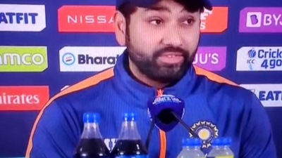 Rohit Sharma during the post-match press conference. Rohit Sharma during the post-match press conference.