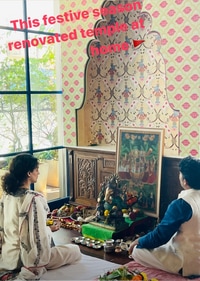 Kangana Ranaut at her home temple. Kangana Ranaut at her home temple.