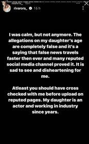 Nisha said that the allegations of Riva's age 'are completely false'.