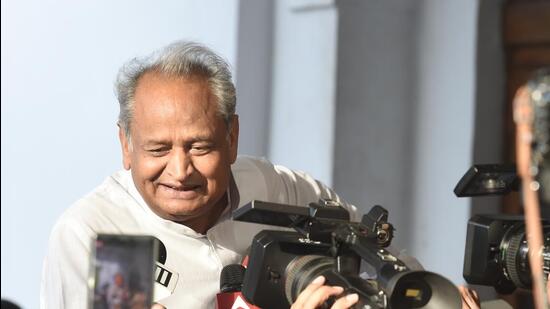 The decision to implement Rajasthan Contractual Hiring to Civil Post Rules, 2022 was taken in a high-level meeting held at chief minister Ashok Gehlot’s residence in Jaipur on Saturday. (Hindustan Times) The decision to implement Rajasthan Contractual Hiring to Civil Post Rules, 2022 was taken in a high-level meeting held at chief minister Ashok Gehlot’s residence in Jaipur on Saturday. (Hindustan Times)