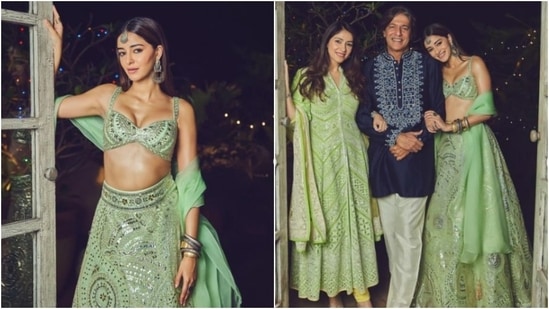 Ananya Panday celebrated Diwali with a whole lot of sass and style. Diwali brings families and loved ones together. The festival of light made its way into the homes of Bollywood celebrities. Ananya shared a few snippets from her Diwali fashion diaries with parents Chunky Panday and Bhavana Panday and they are brimming with love and happiness. (Instagram/@ananyapanday)