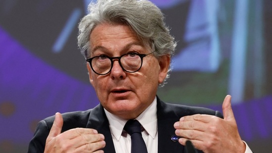 Thierry Breton: European Internal Market Commissioner Thierry Breton speaks.(Reuters)