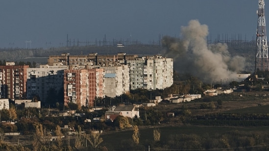 Russia-Ukraine War: A plume of smoke rises after Russian shelling in Bakhmut, Donetsk. (AP)