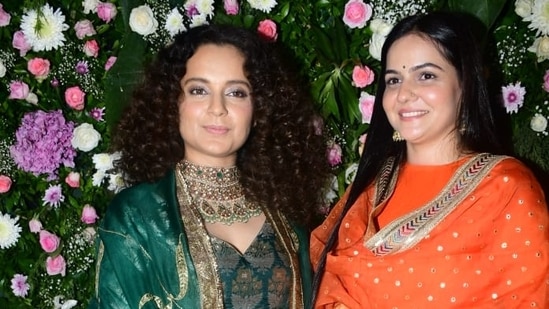 Kangana Ranaut attended Ekta Kapoor's Diwali bash with sister-in-law Ritu. The latter is the wife of her brother Aksht Ranaut. Kangana was the host of Ekta's reality show, Lock Upp. (Varinder Chawla)