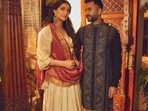 Sonam Kapoor and Anand Ahuja in ethnic outfits. Sonam Kapoor and Anand Ahuja in ethnic outfits.