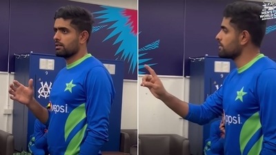 Babar Azam delivered a heart-warming speech after Pakistan's defeat to India in Sunday's T20 World Cup match (PCB/Screengrab) Babar Azam delivered a heart-warming speech after Pakistan's defeat to India in Sunday's T20 World Cup match (PCB/Screengrab)