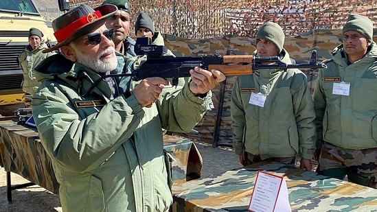 In 2018, PM Modi celebrated Diwali with jawans of the Indian Army and Indo-Tibetan Border Police (ITBP), at Harsil in Uttarakhand. (ANI)