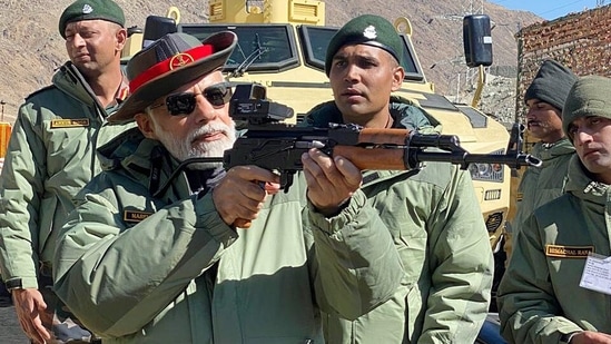 In 2017, PM Modi celebrated the festival of light with army soldiers and Border Security Force (BSF) personnel in the Gurez Valley of Jammu and Kashmir's Bandipora District.(ANI)