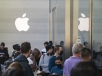 People wait in line outside an Apple Store at The Grove in Los Angeles, Friday, Sept. 16, 2022. Apple's iPhone 14 lineup and Apple Watch Series 8 are available to purchase in-store starting Friday. (AP Photo/Jae C. Hong)(AP) People wait in line outside an Apple Store at The Grove in Los Angeles, Friday, Sept. 16, 2022. Apple's iPhone 14 lineup and Apple Watch Series 8 are available to purchase in-store starting Friday. (AP Photo/Jae C. Hong)(AP)