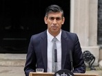 British Prime Minister Rishi Sunak delivers a speech at Downing Street in London, Tuesday.